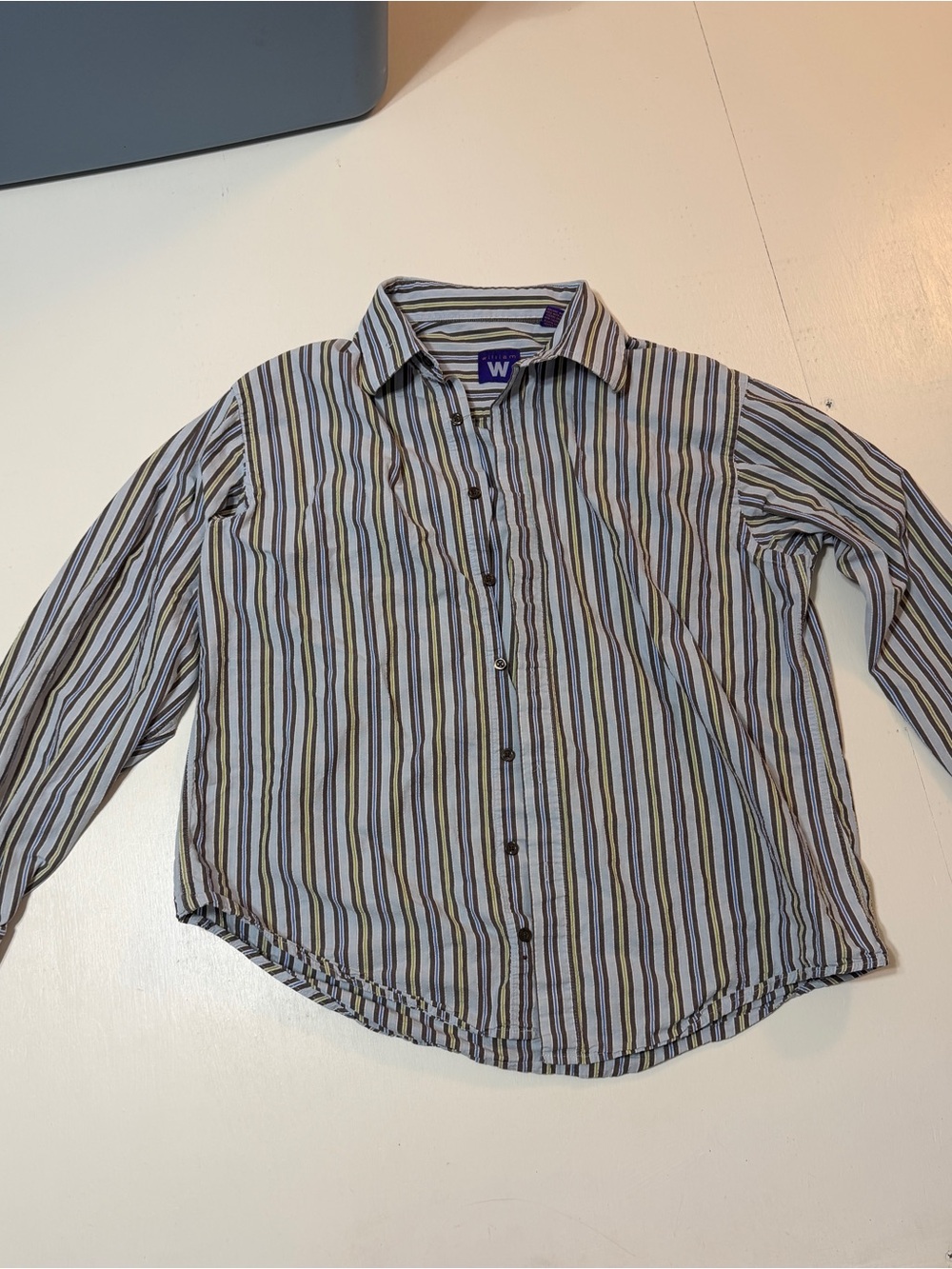 Striped Button-Up Shirt - Blue & Brown